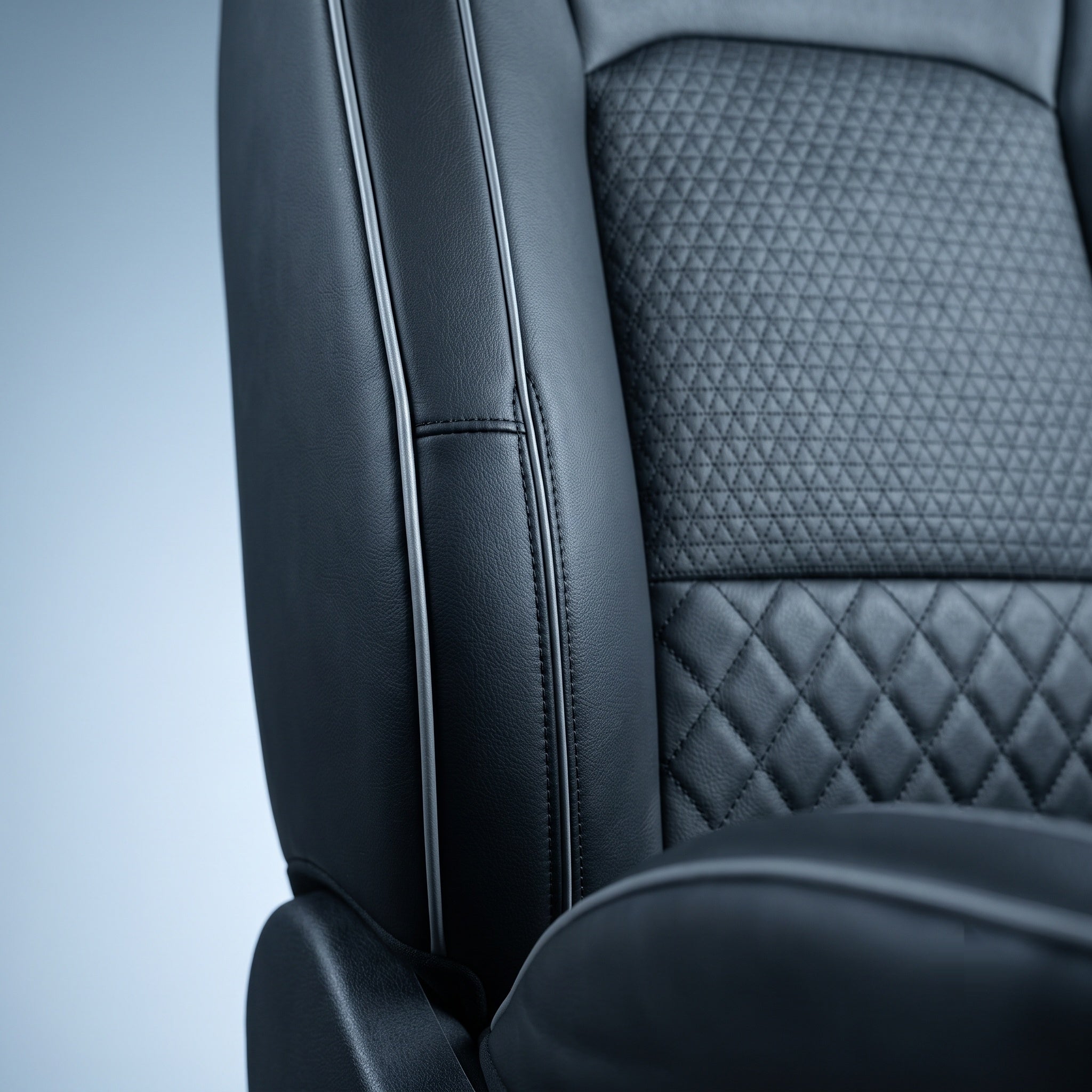 Airbag-compatible side seam stitching on NobleSeats seat cover
