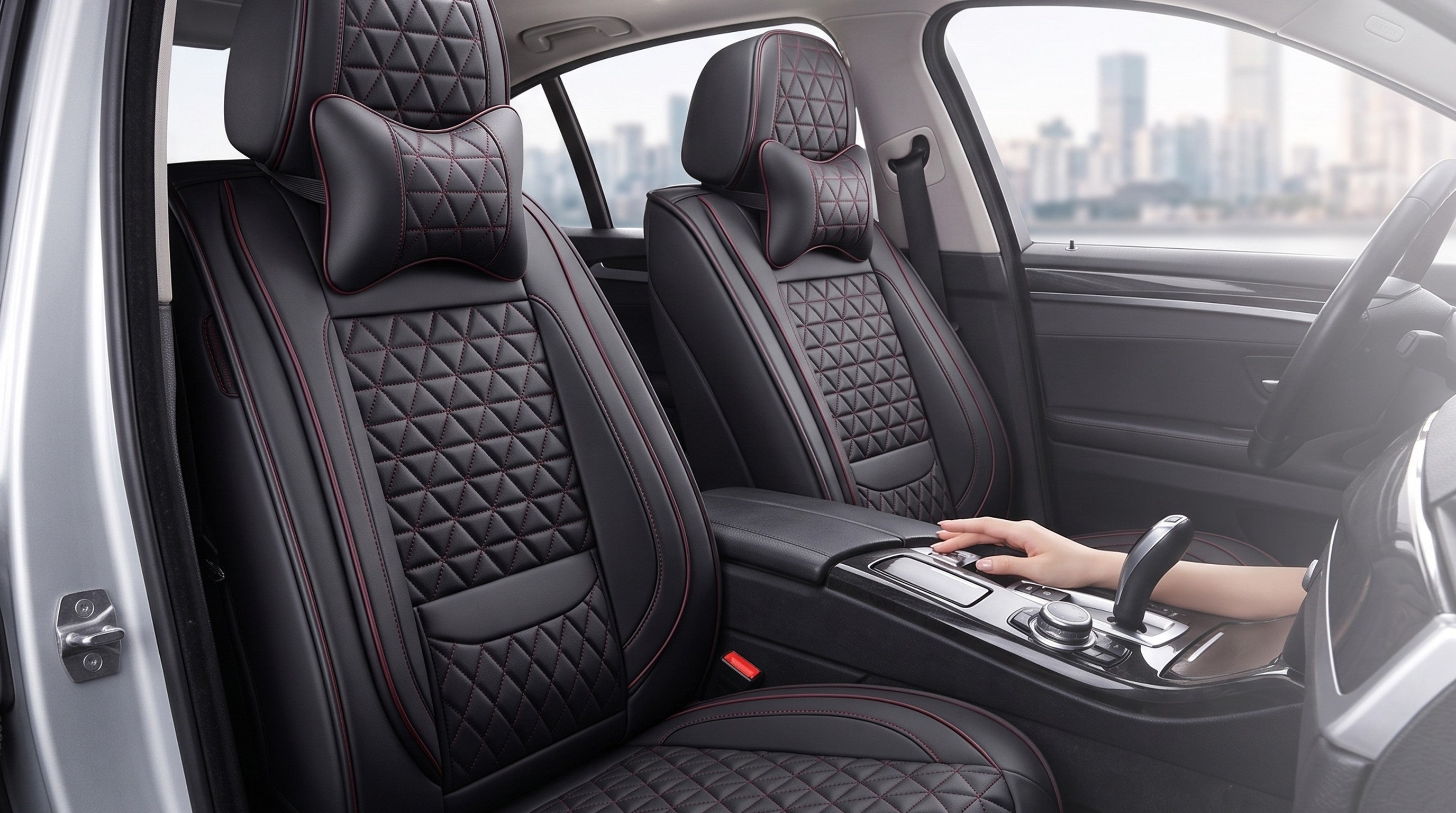 NobleSeats premium seat covers installed in a car interior