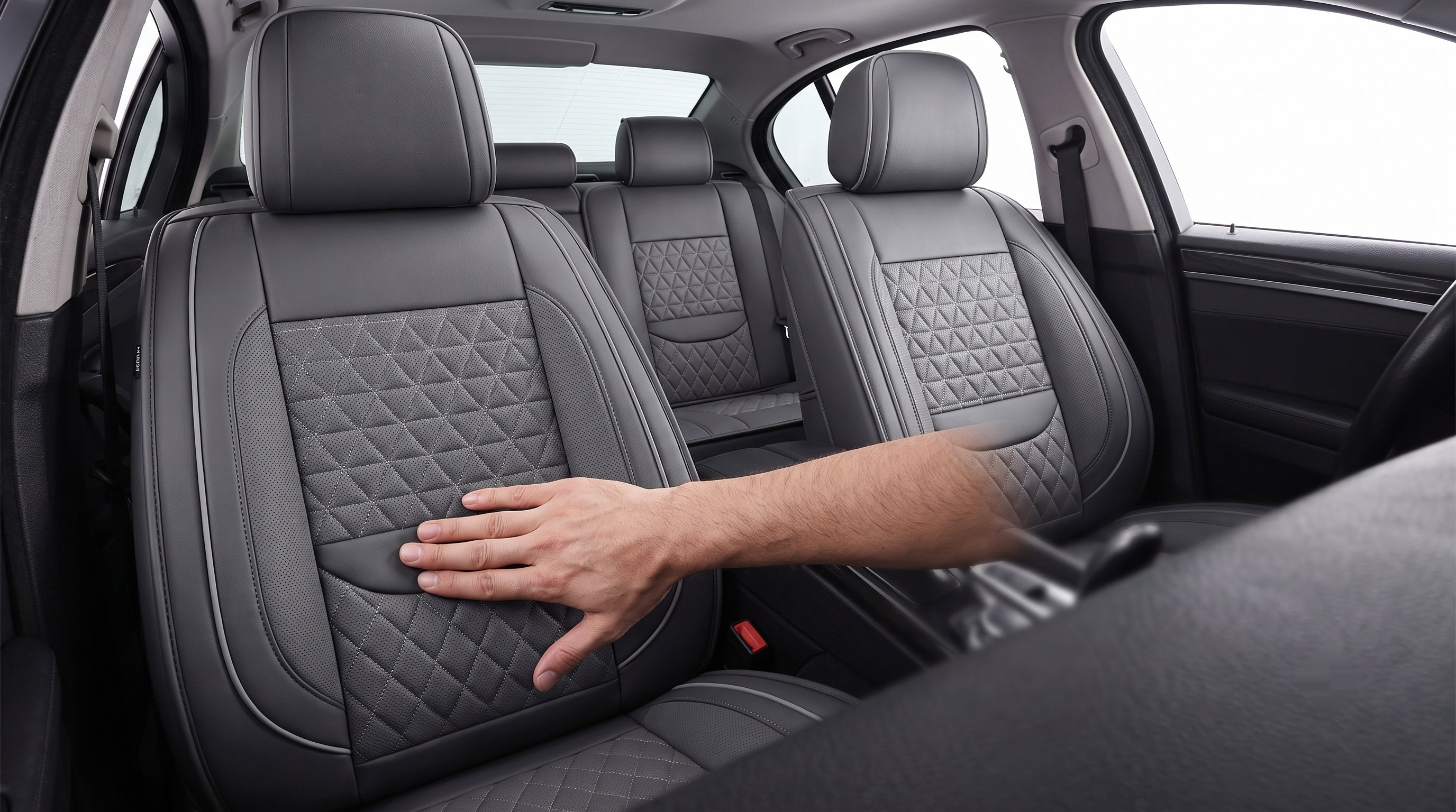 Wide view of finished NobleSeats seat cover install